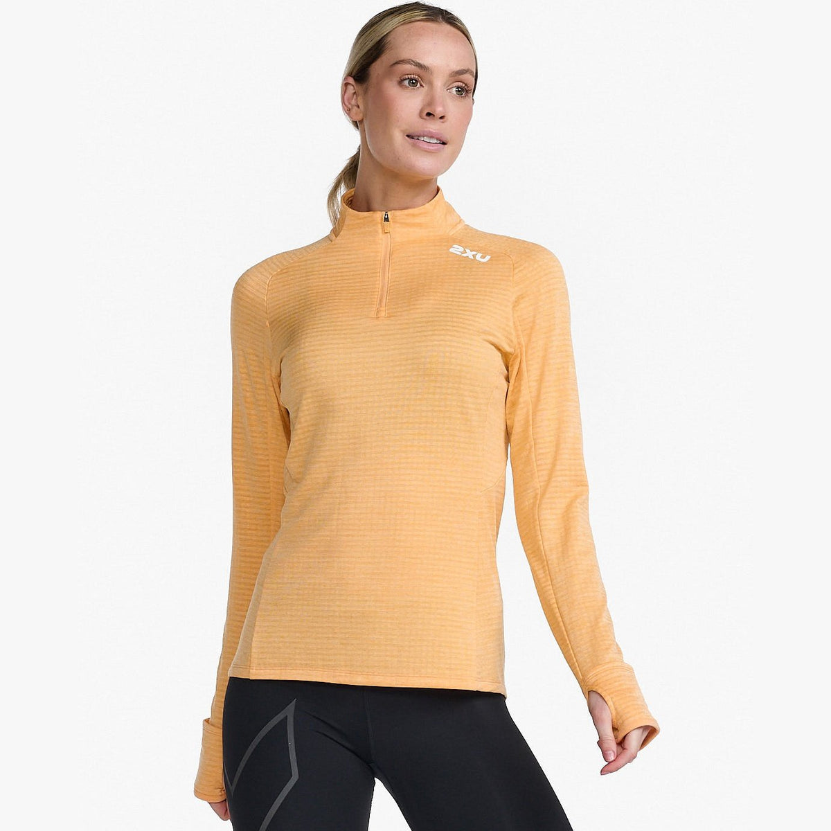 2XU Ignition 1/4 Zip Womens APPAREL - Womens Long Sleeve Tops PEACH/WHITE REFLECTIVE