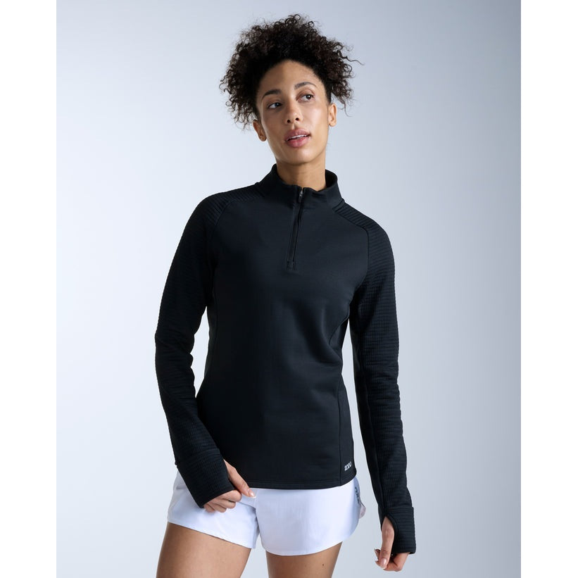 2XU Ignition Haptic 1/4 Zip Womens APPAREL - Womens Long Sleeve Tops BLACK/SILVER REFLECTIVE 2.0