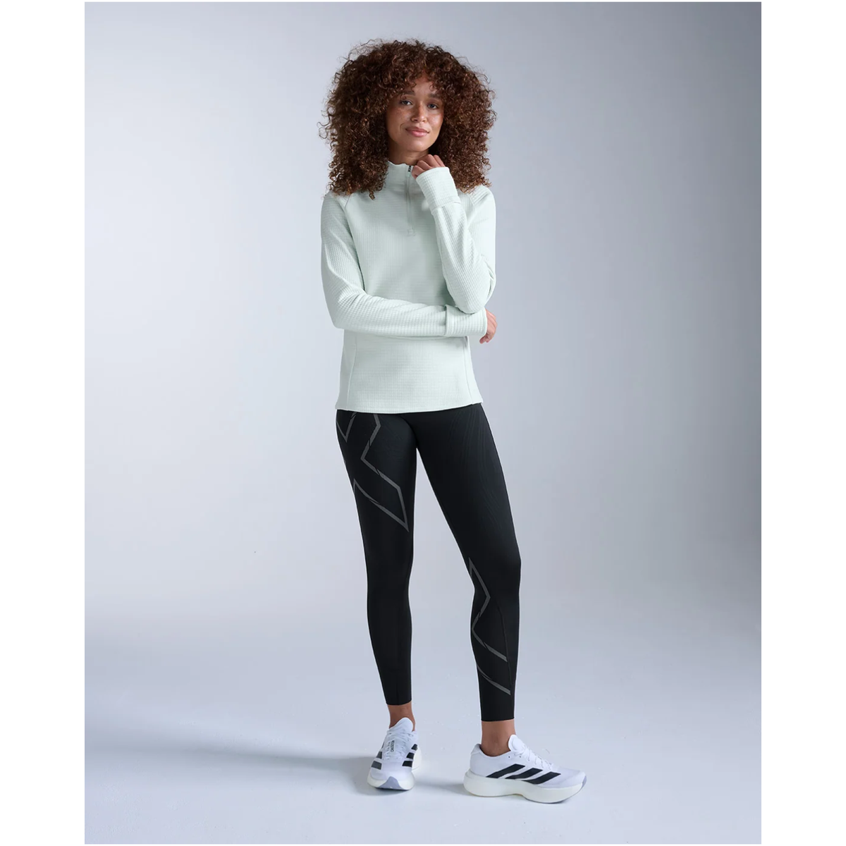 2XU Ignition Haptic 1/4 Zip Womens APPAREL - Womens Long Sleeve Tops MINT DUST/MINT REFLECTIVE