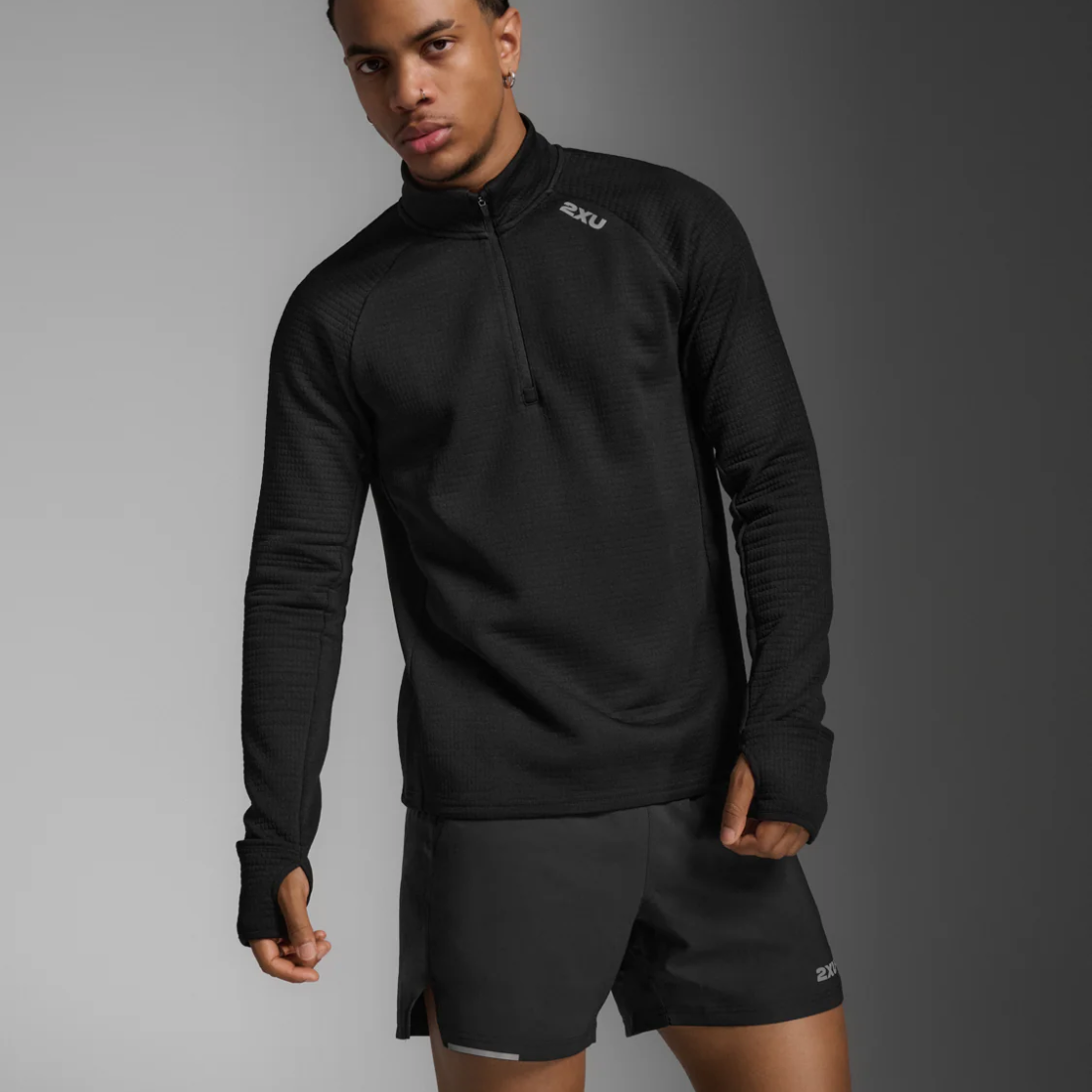 2XU Ignition Hyper-Haptic 1/4 Zip Mens APPAREL - Mens Jackets BLACK/SILVER REFLECTIVE