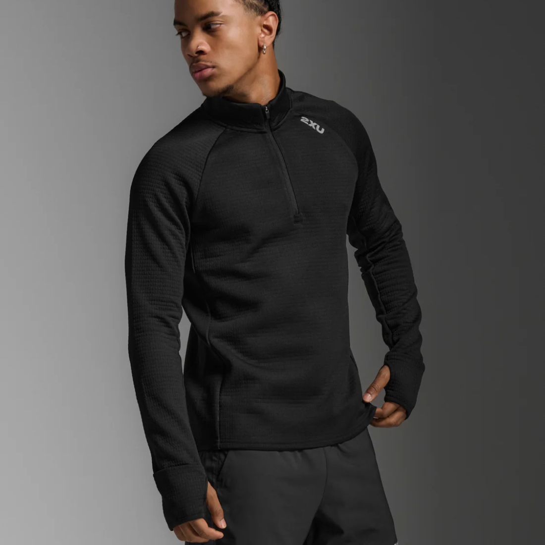 2XU Ignition Hyper-Haptic 1/4 Zip Mens APPAREL - Mens Jackets BLACK/SILVER REFLECTIVE
