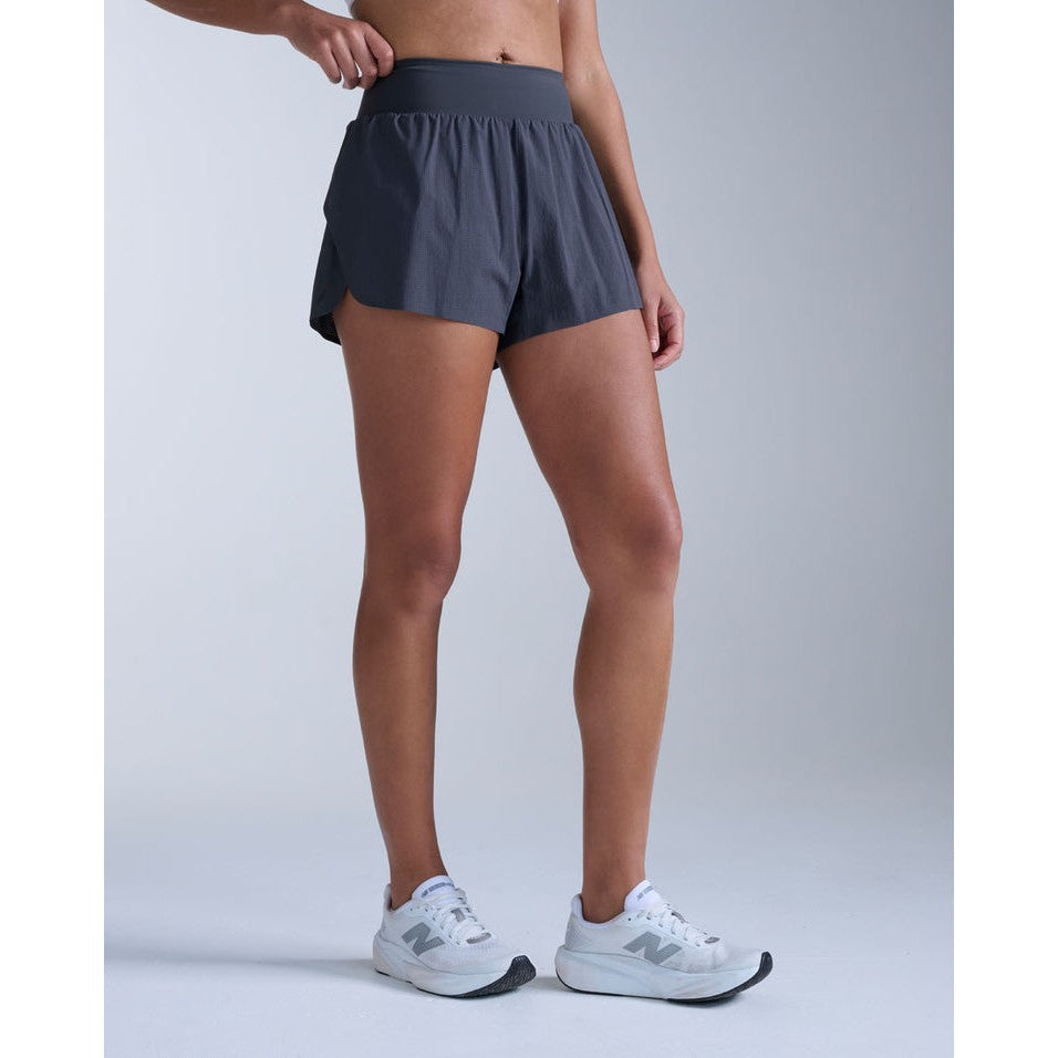 2XU Light Speed Hi-Rise 3 Inch Womens APPAREL - Womens Shorts INDIA INK/BLACK REFLECTIVE