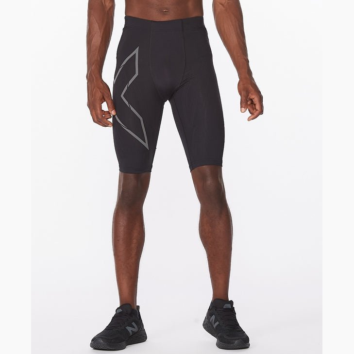 2XU Light Speed React Compression Shorts Mens APPAREL - Mens Compression Tights BLACK/WHITE REFLECTIVE