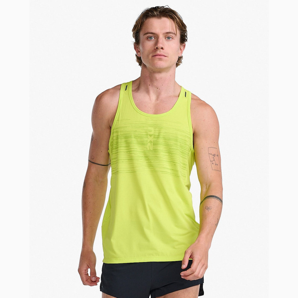 2XU Light Speed Singlet Mens APPAREL - Mens Singlets VOLT/BLACK REFLECTIVE