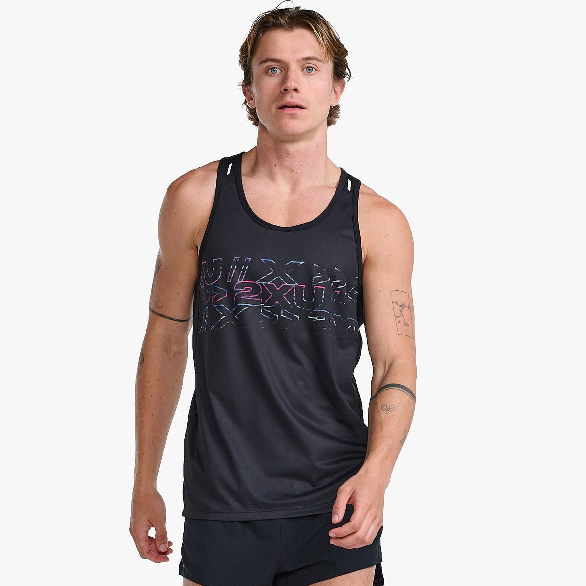 2XU Light Speed Singlet Mens APPAREL - Mens Singlets GLITCH/WHITE REFLECTIVE