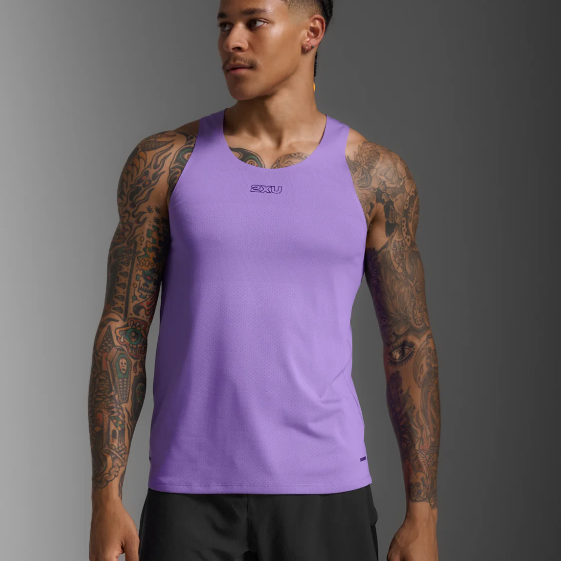 2XU Light Speed Tech Singlet Mens APPAREL - Mens Singlets GRAPE FIZZ/BLACK REFLECTIVE