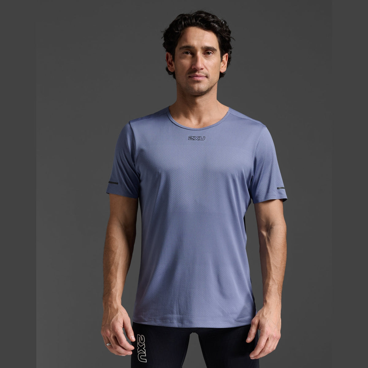 2XU Light Speed Tech Tee Mens APPAREL - Mens T-Shirts BLUE STONE/BLACK REFLECTIVE