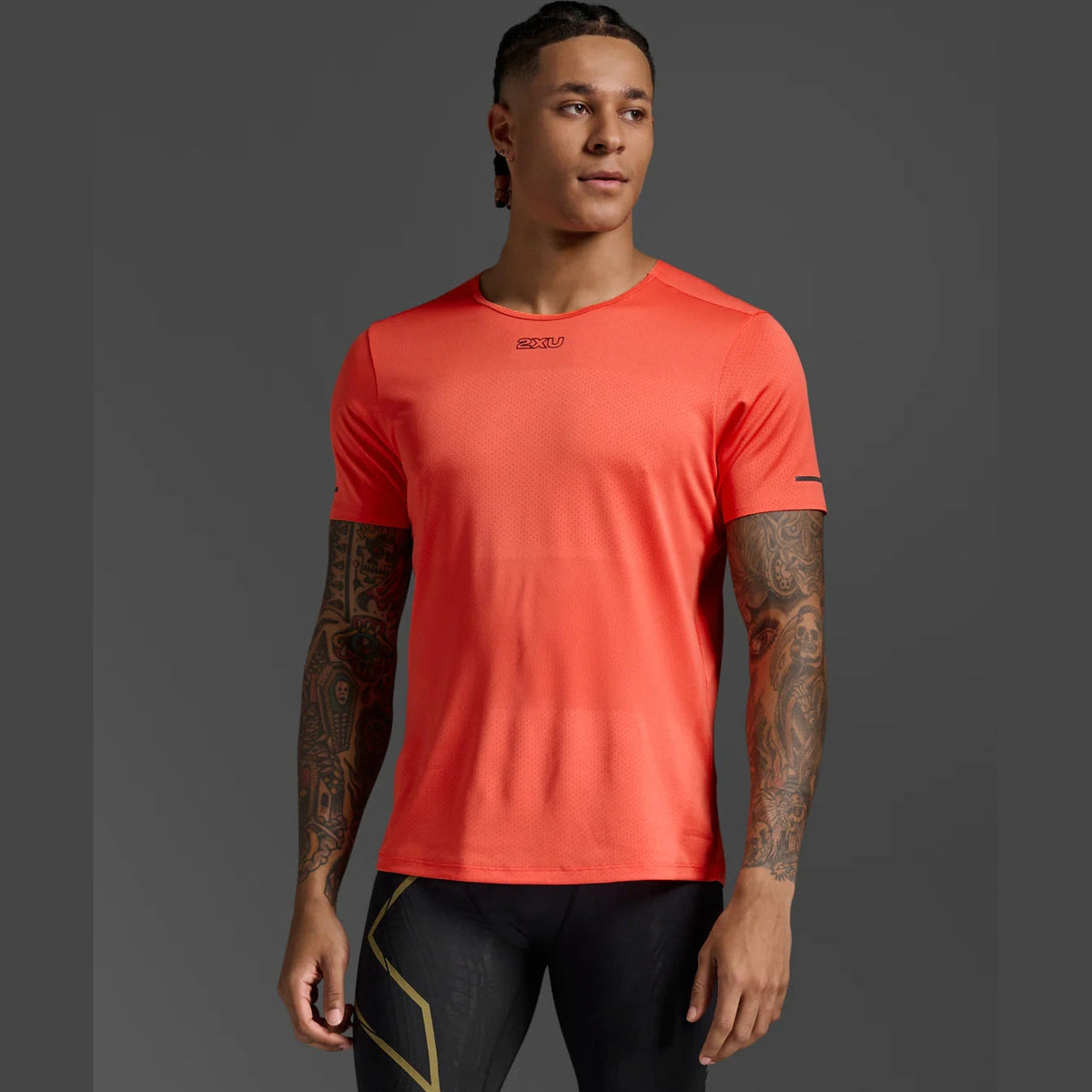 2XU Light Speed Tech Tee Mens APPAREL - Mens T-Shirts EMBER/BLACK REFLECTIVE