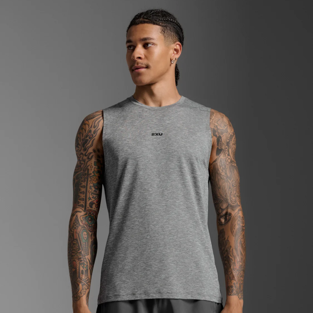 2XU Motion Soft Jersey Tank Mens APPAREL - Mens Tanks HARBOR MIST/BLACK