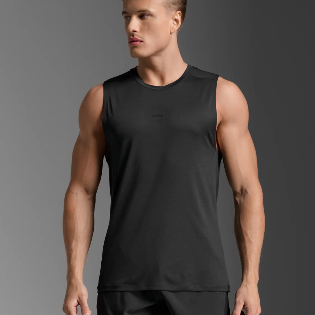 2XU Motion Soft Jersey Tank Mens APPAREL - Mens Tanks BLACK/BLACK