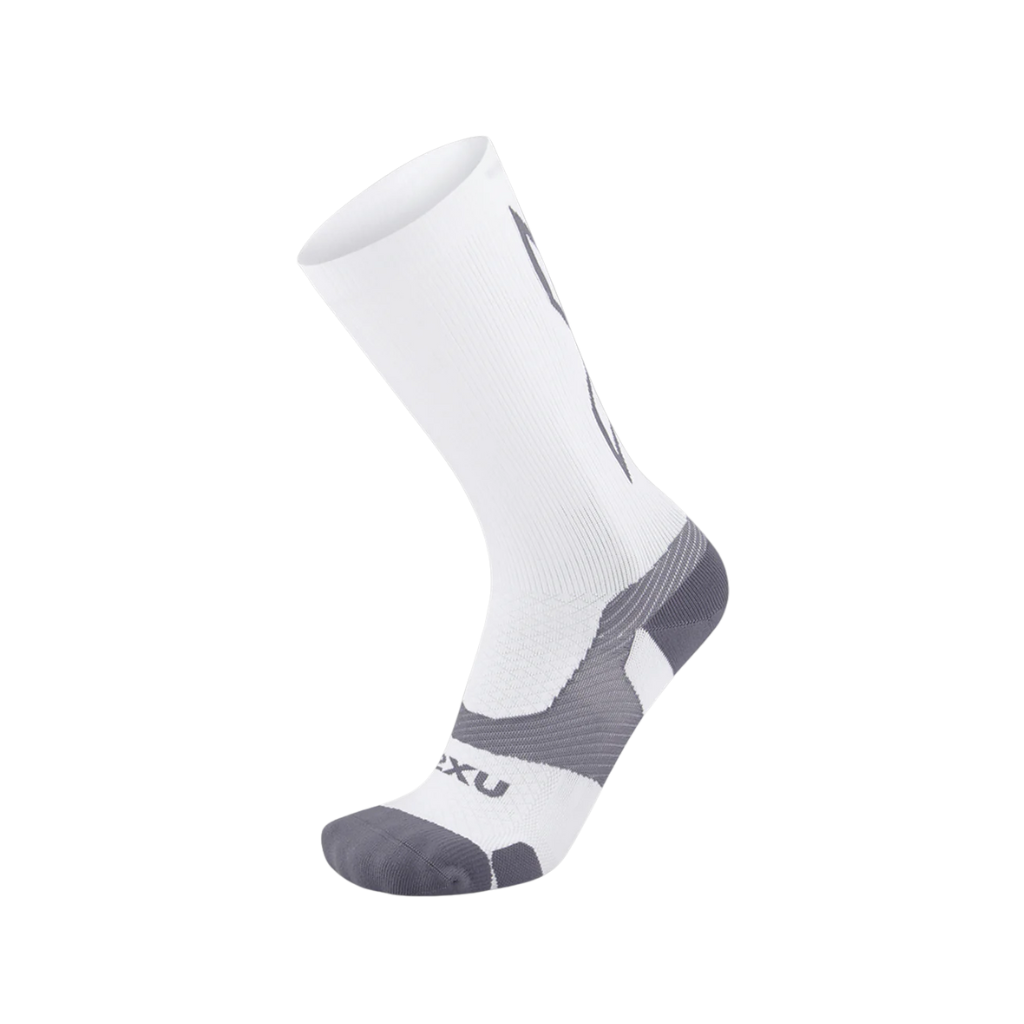 2XU Vectr Light Cushion Crew Sock GEAR - Socks WHITE/GREY