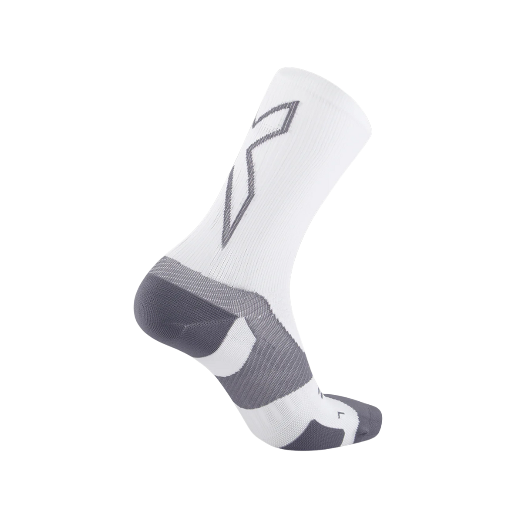2XU Vectr Light Cushion Crew Sock GEAR - Socks WHITE/GREY