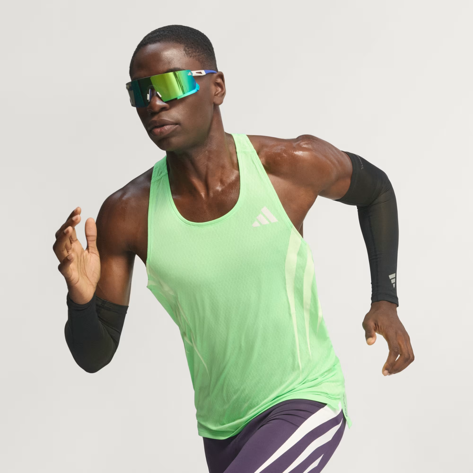 ADIDAS Adizero NYC Running Singlet M's APPAREL - Mens Tanks LIME BURST