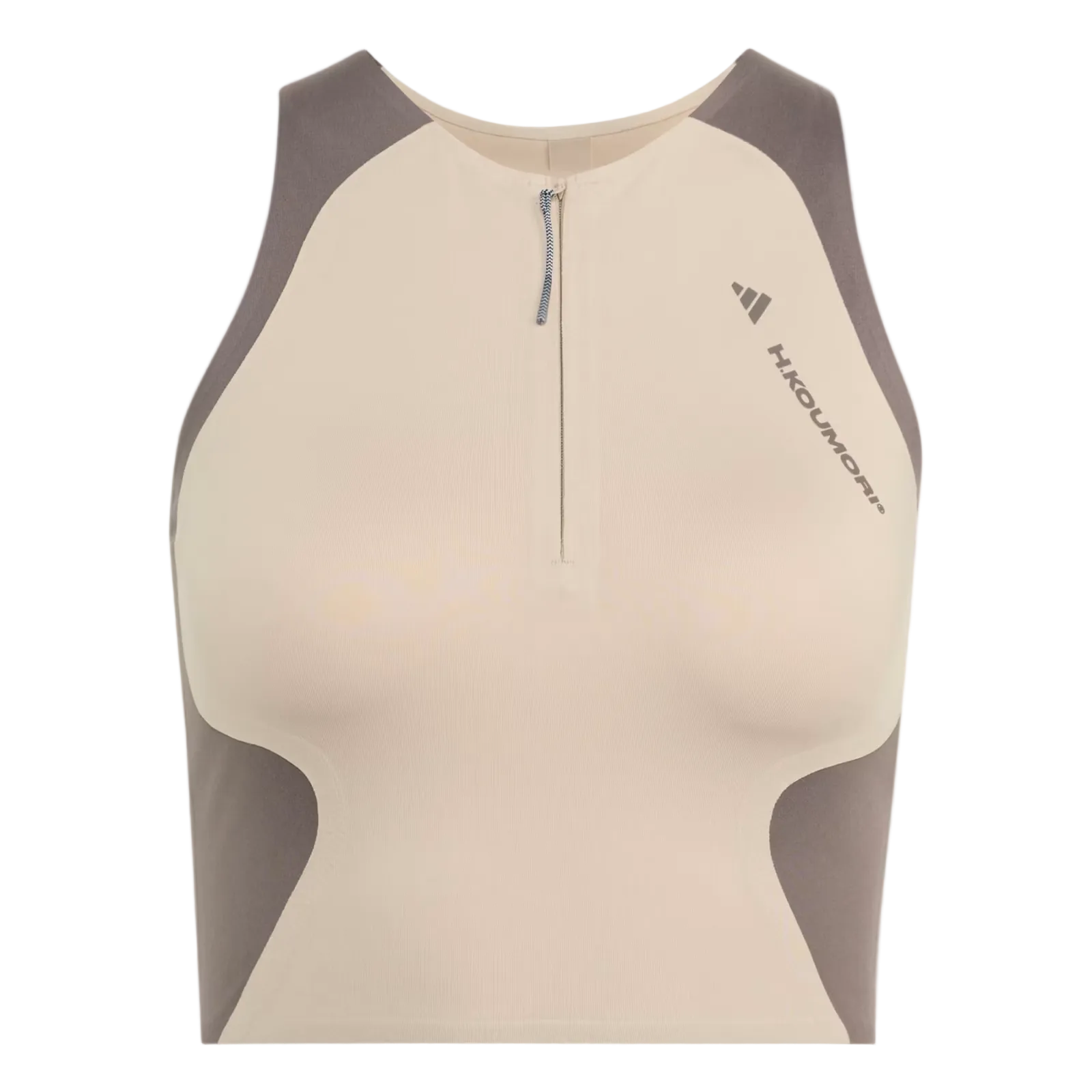 ADIDAS Running x Hermanos Koumori Crop Top Womens APPAREL - Womens Crops WONDER BEIGE / CHARCOAL