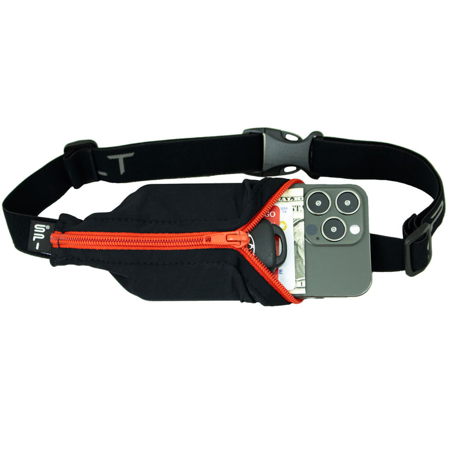 SPIBELT Original Running Belt GEAR - Carriers BLACK/RED ZIPPER