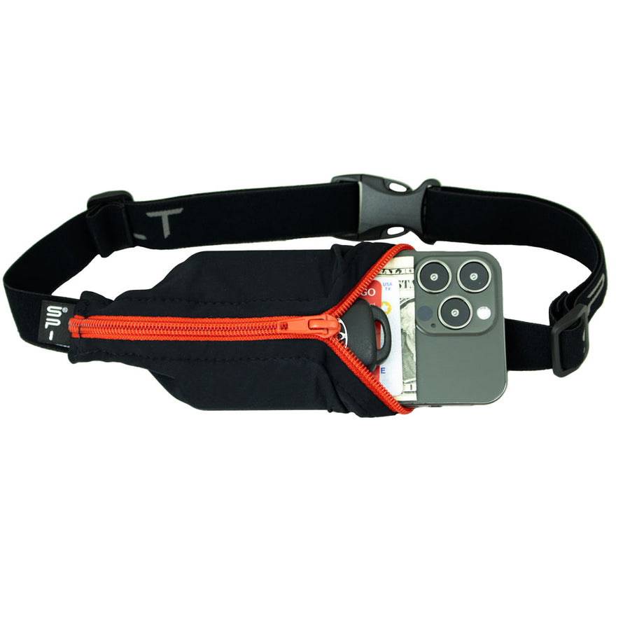 SPIbelt Original Running Belt GEAR - Carriers Black W/ Red Zip