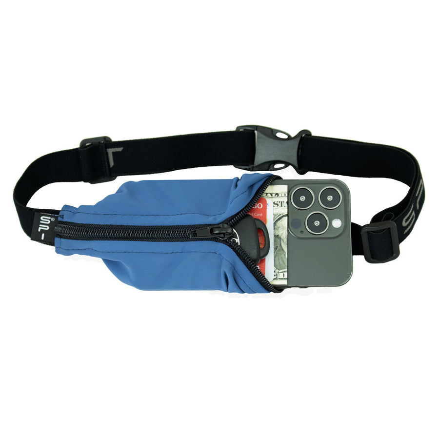 SPIBELT Original Running Belt GEAR - Carriers STEEL BLUE/BLACK ZIPPER
