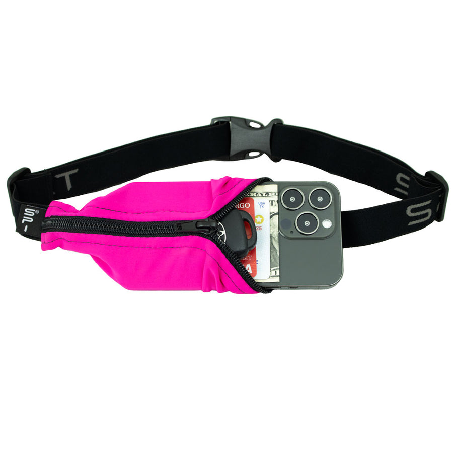 SPIbelt Original Running Belt GEAR - Carriers FUSCHIA/BLACK ZIPPER