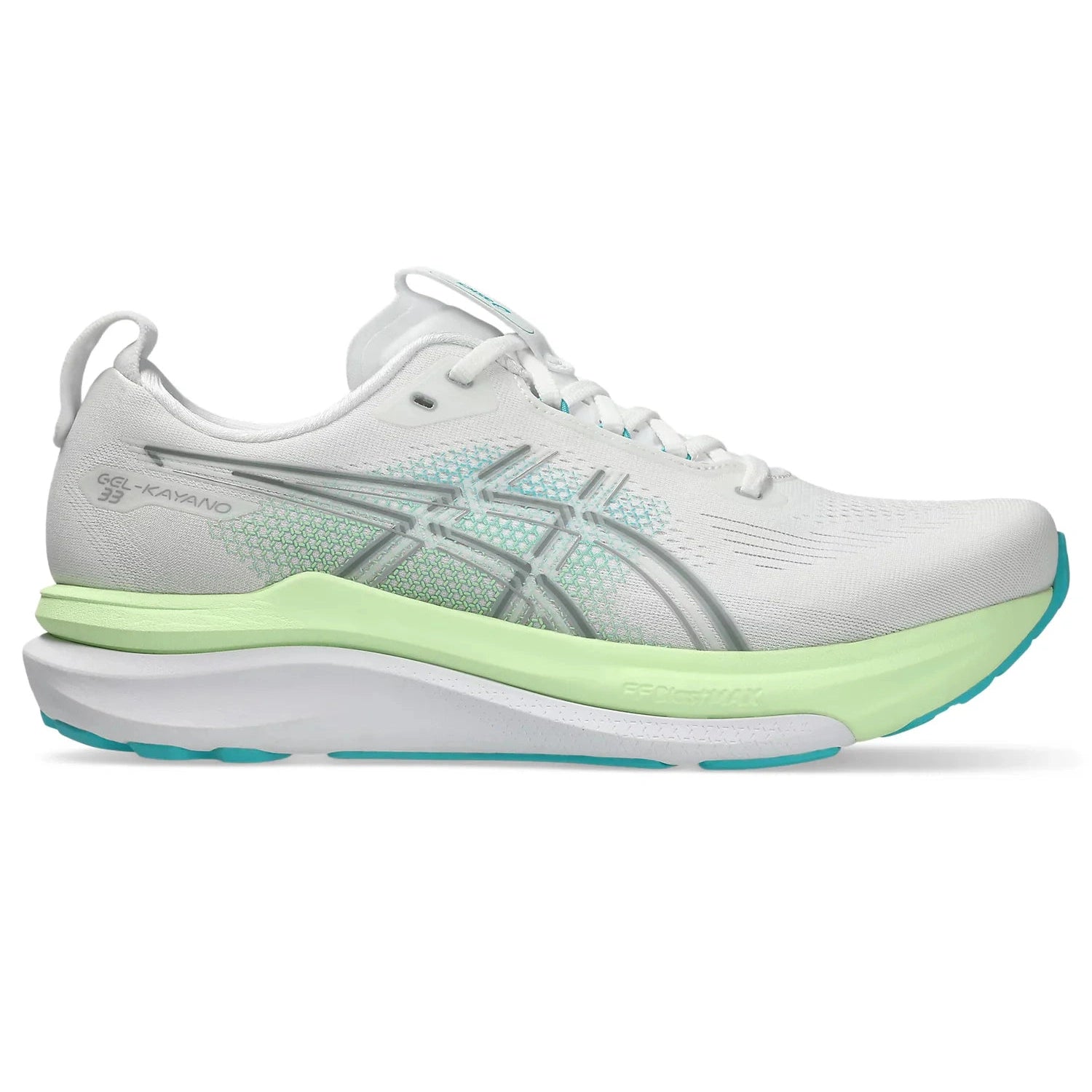 ASICS GEL-Kayano 33 Mens FOOTWEAR - Mens Stability Cushioned WHITE/ENERGY AQUA
