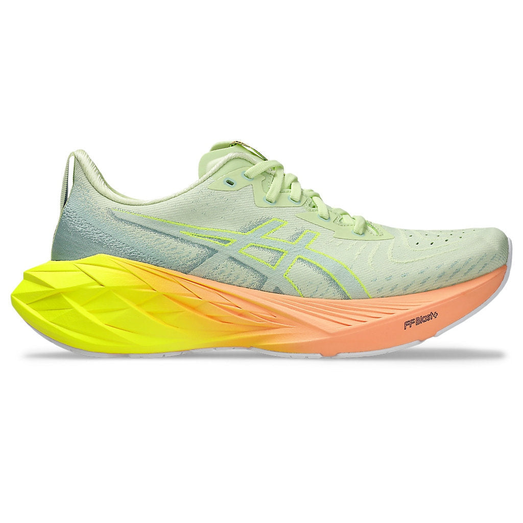 ASICS Novablast 4 Paris Mens FOOTWEAR - Mens Neutral Cushioned COOL MATCHA/SAFETY YELLOW