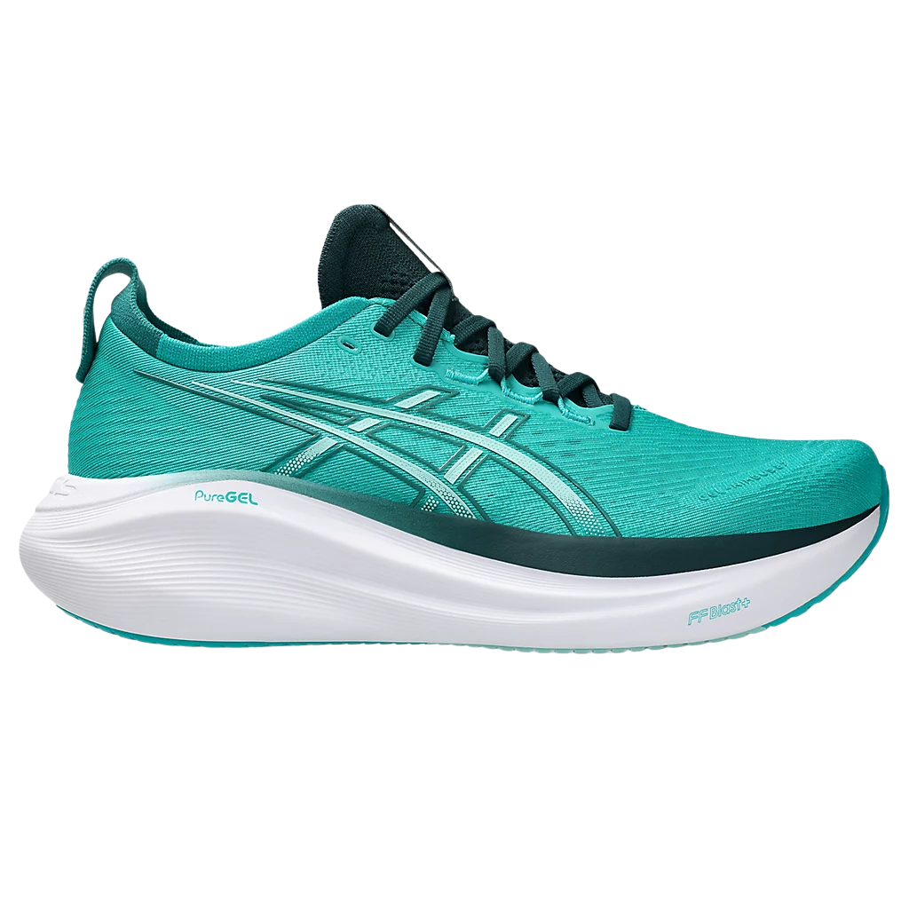 ASICS Gel-Nimbus 27 Mens FOOTWEAR - Mens Neutral Cushioned WAVE TEAL/SAXON GREEN