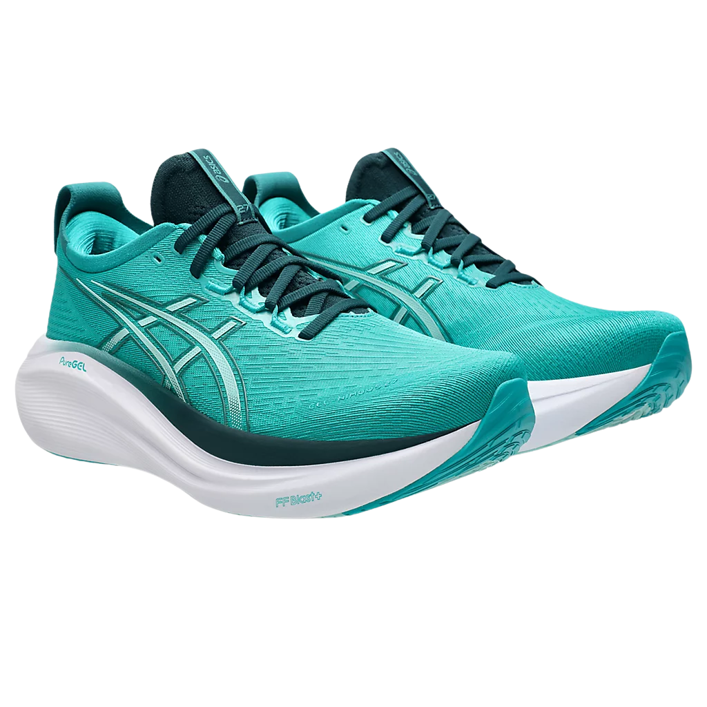 ASICS Gel-Nimbus 27 Mens FOOTWEAR - Mens Neutral Cushioned WAVE TEAL/SAXON GREEN