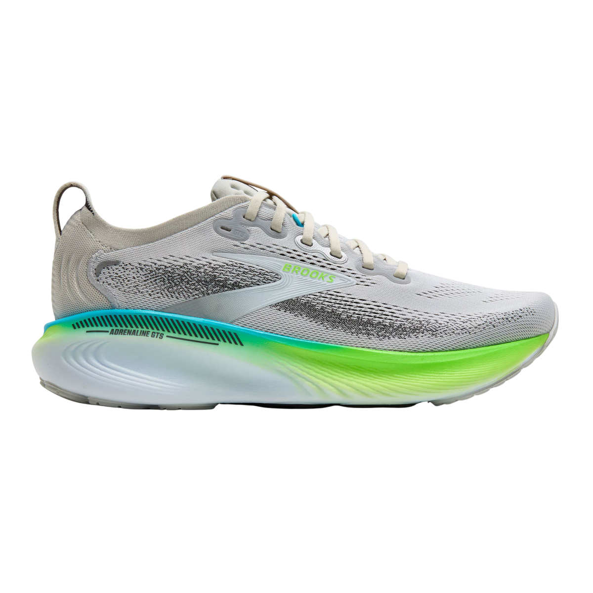 BROOKS Adrenaline GTS 25 Mens FOOTWEAR - Mens Stability OYSTER/GREEN GECKO/BLUE