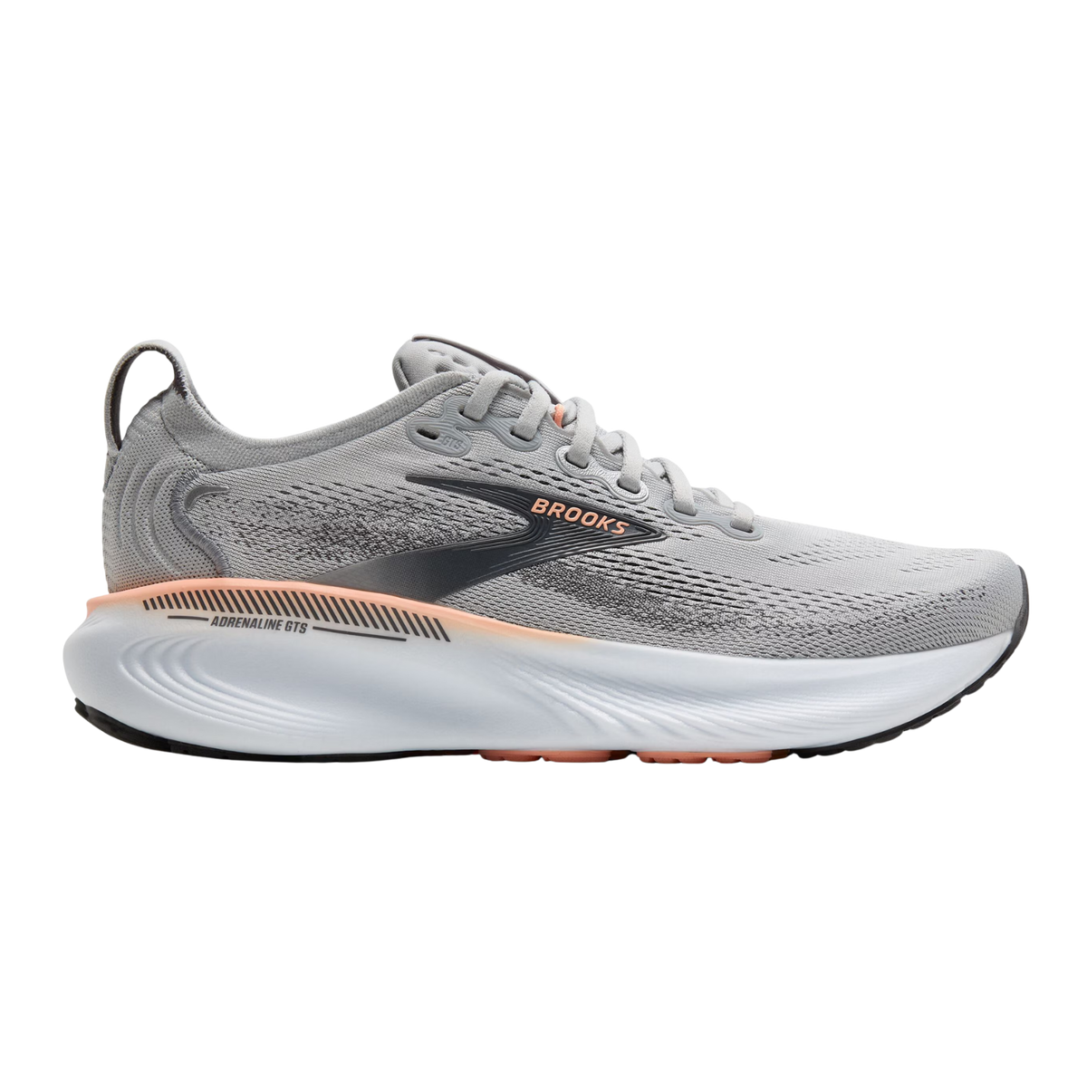 BROOKS Adrenaline GTS 25 Womens Wide FOOTWEAR - Womens Stability GREY/BLACKENED PEARL/CORAL