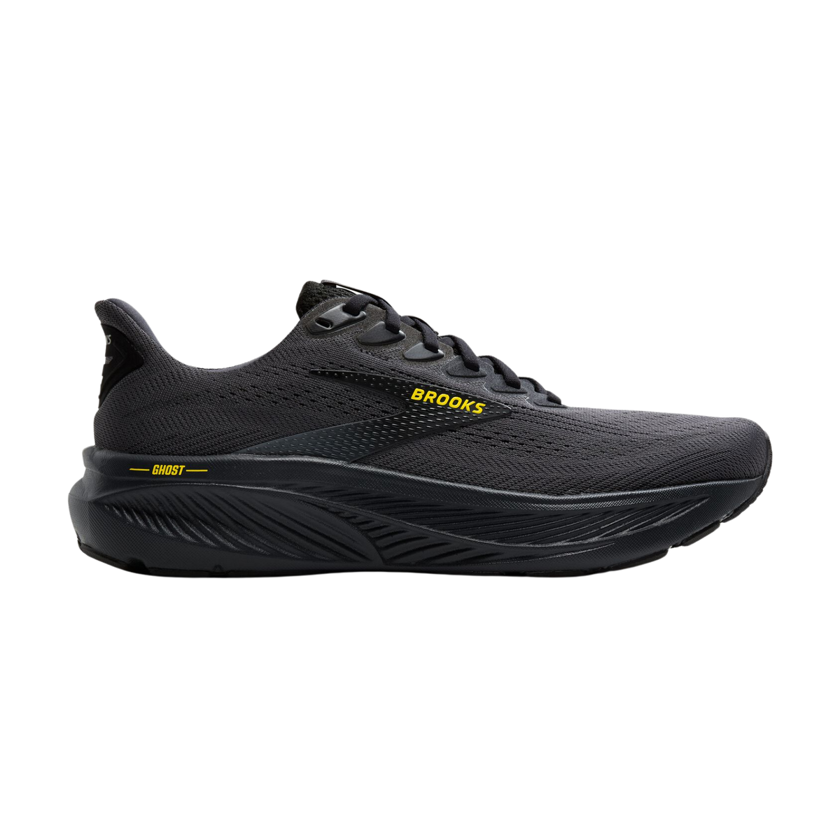 BROOKS Ghost 17 Wide (2E) Mens FOOTWEAR - Mens Neutral EBONY/BLACK/YELLOW