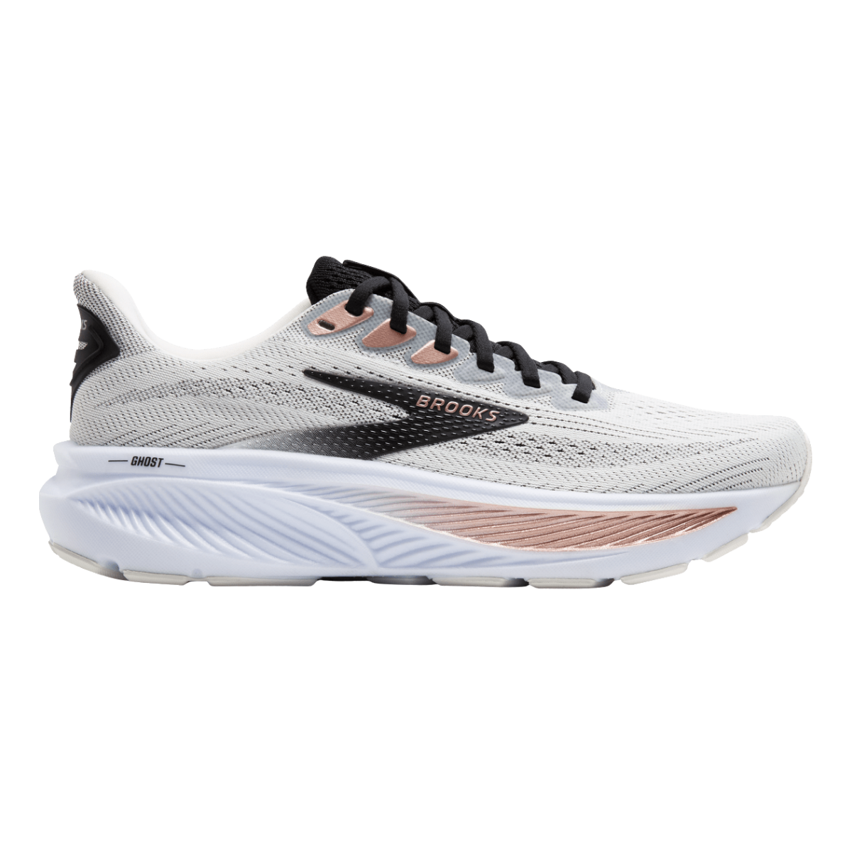 BROOKS Ghost 17 Wide (D) Womens FOOTWEAR - Womens Neutral WHITE/BLACK/ROSE GOLD