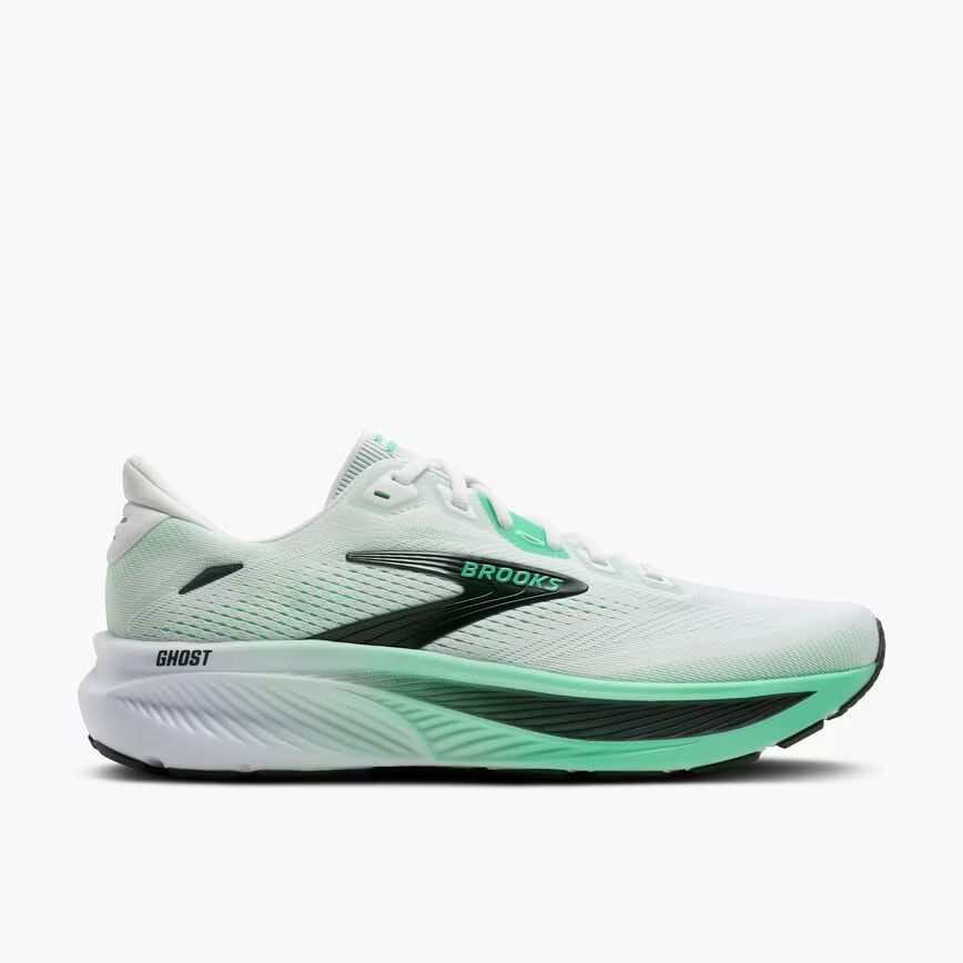 BROOKS Ghost 18 Mens FOOTWEAR - Mens Neutral WHITE/SPRING BUD/SPRUCE