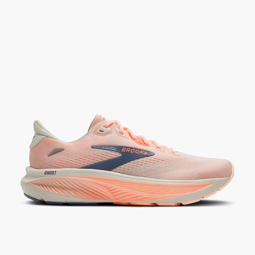 BROOKS Ghost 18 Womens FOOTWEAR - Womens Neutral STAR WHITE/CYBER PEACH/GREY