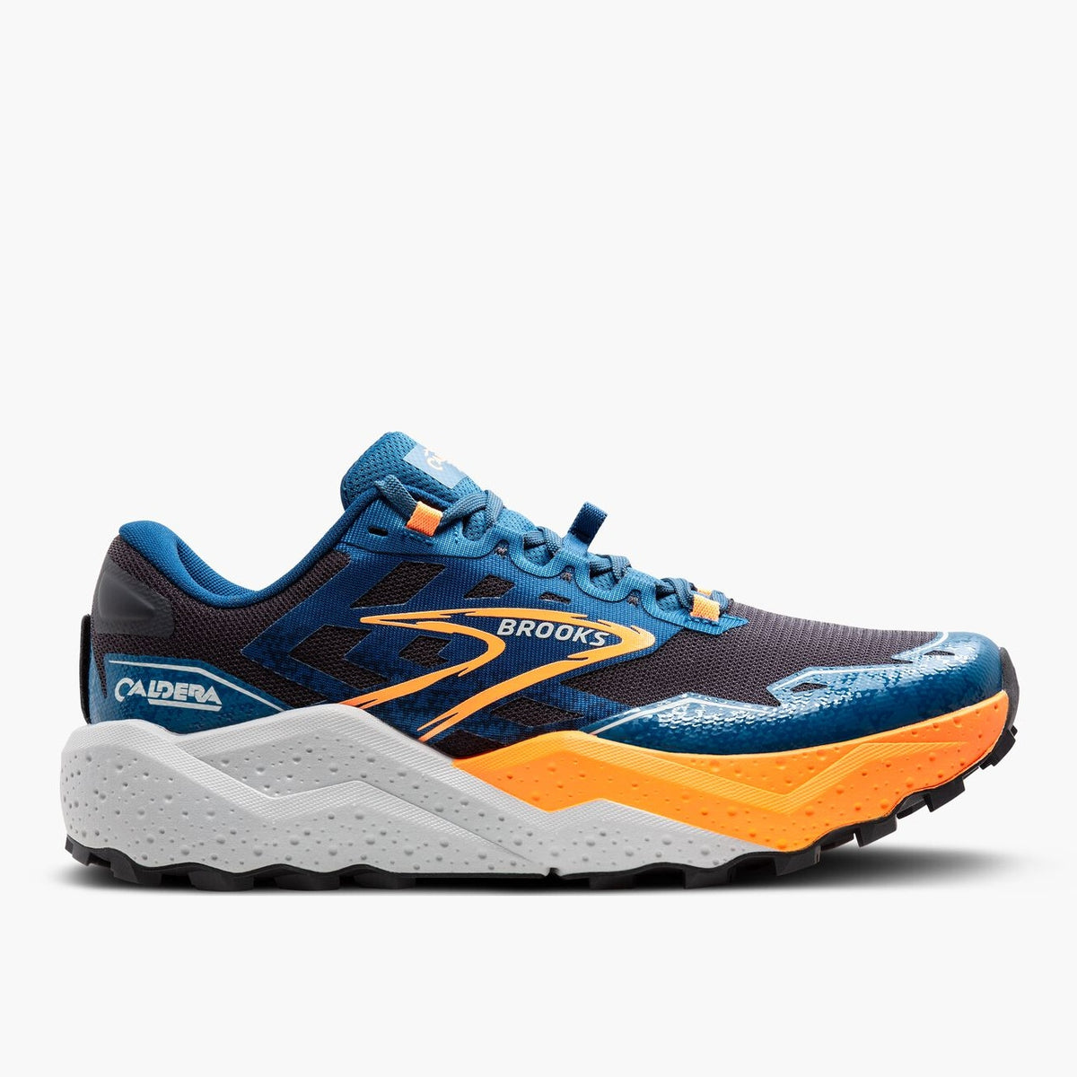 BROOKS Caldera 7 Mens FOOTWEAR - Mens Trail EBONY / BLUE SAPPHIRE / ORANGE