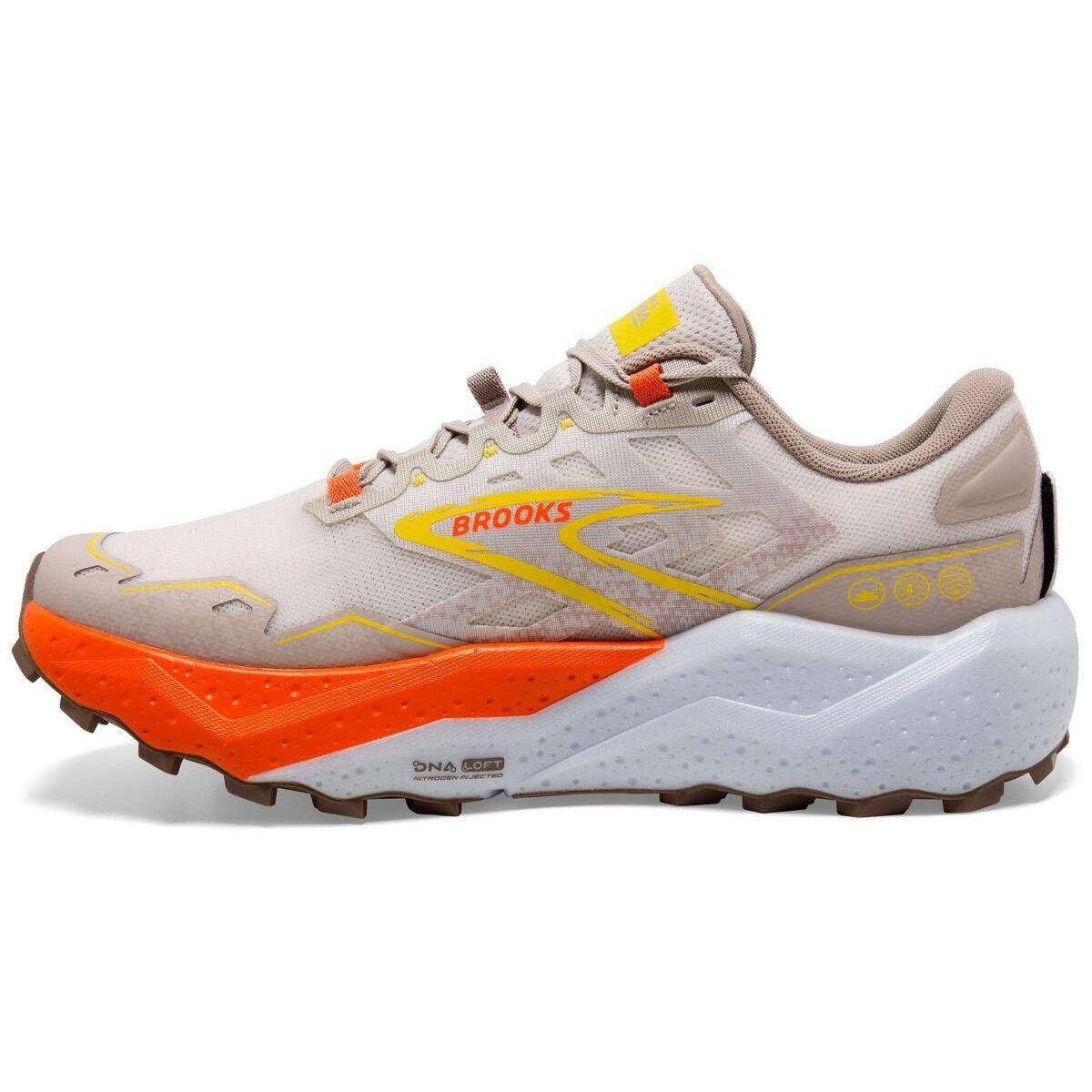 BROOKS Caldera 7 Mens FOOTWEAR - Mens Trail WHITE SAND/CHATEAU GREY/YELLOW