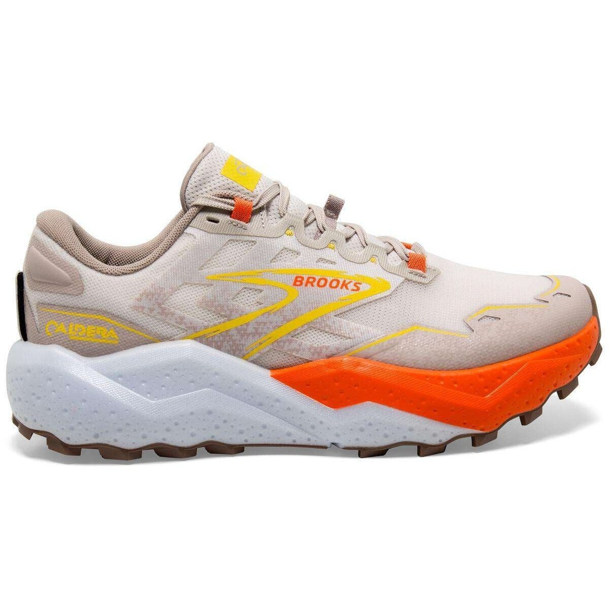 BROOKS Caldera 7 Mens FOOTWEAR - Mens Trail WHITE SAND/CHATEAU GREY/YELLOW