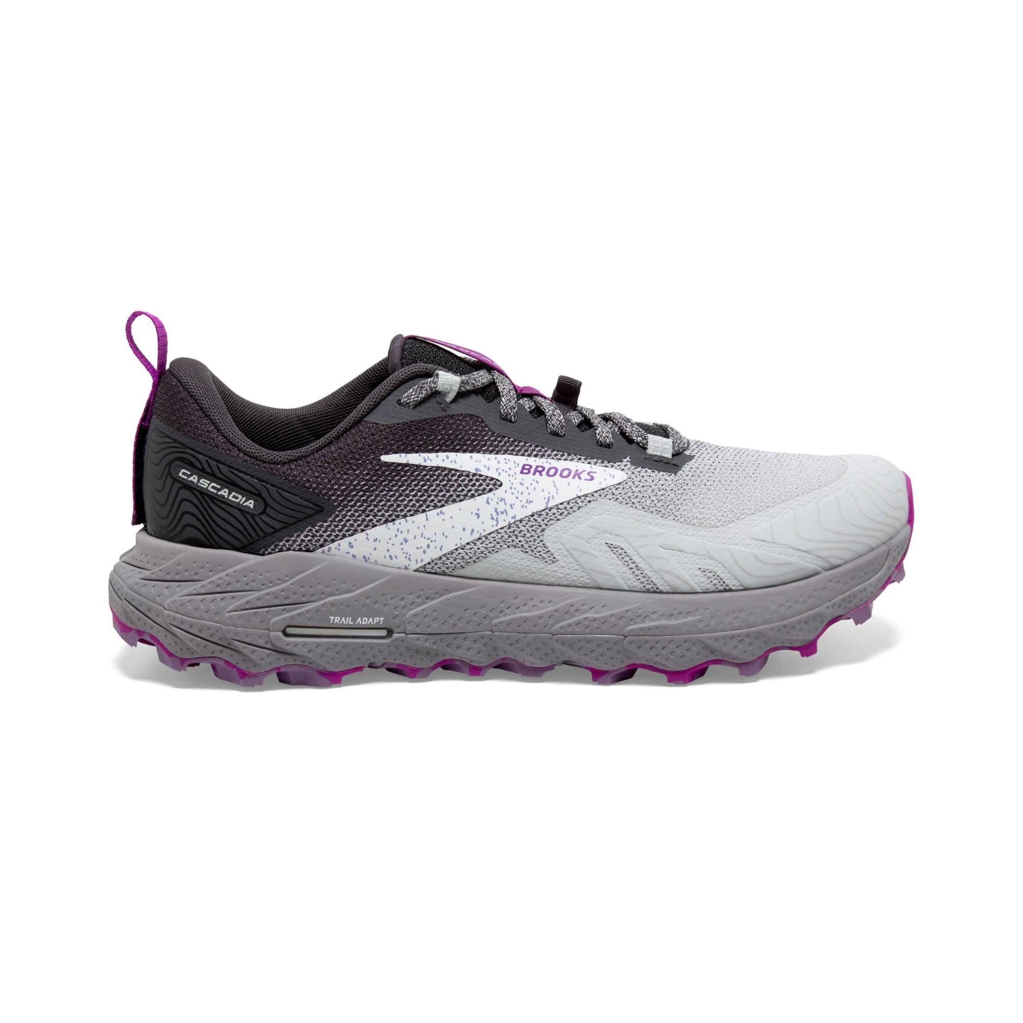 Brooks Cascadia 17 Womens FOOTWEAR - Womens Trail OYSTER/BLACKENED PEARL/PURPLE