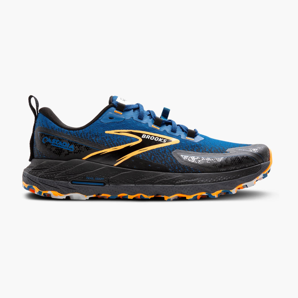 BROOKS Cascadia 18 Mens FOOTWEAR - Mens Trail BLUE SAPPHIRE / BLACK / ORANGE
