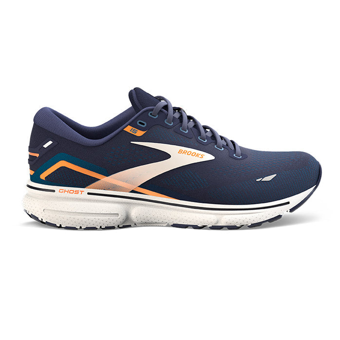 BROOKS Ghost 15 2E Wide Mens FOOTWEAR - Mens Neutral PEACOAT/BLUE/ORANGE POP