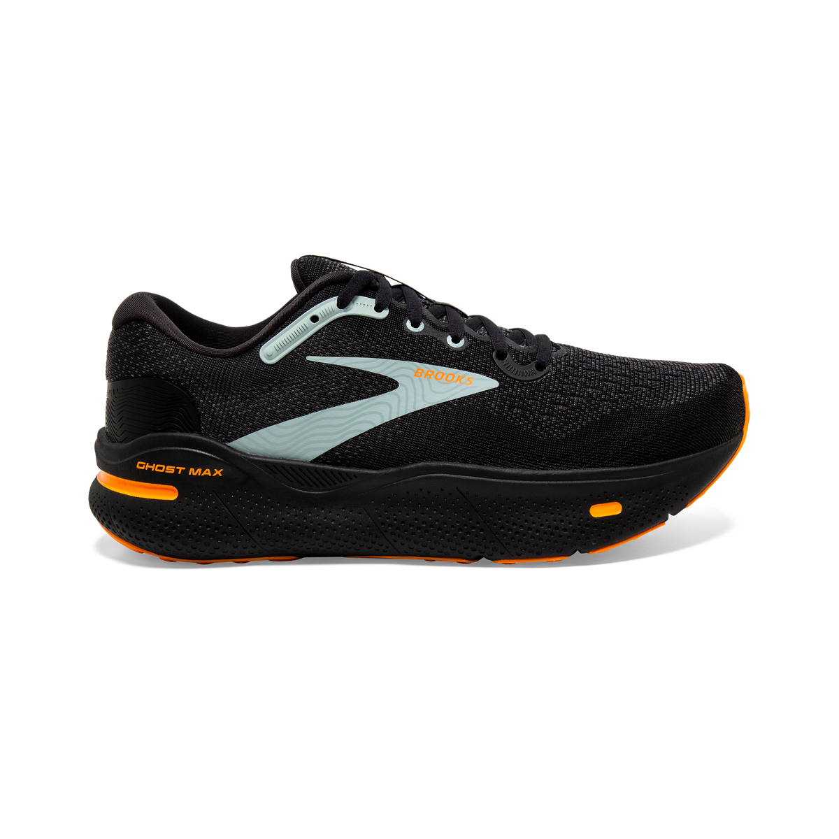 BROOKS Ghost Max Mens FOOTWEAR - Mens Neutral Cushioned BLACK/ORANGE/CLOUD BLUE