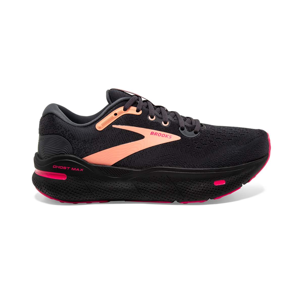 BROOKS Ghost Max Womens FOOTWEAR - Womens Neutral Cushioned BLACK/PAPAYA/RASPBERRY