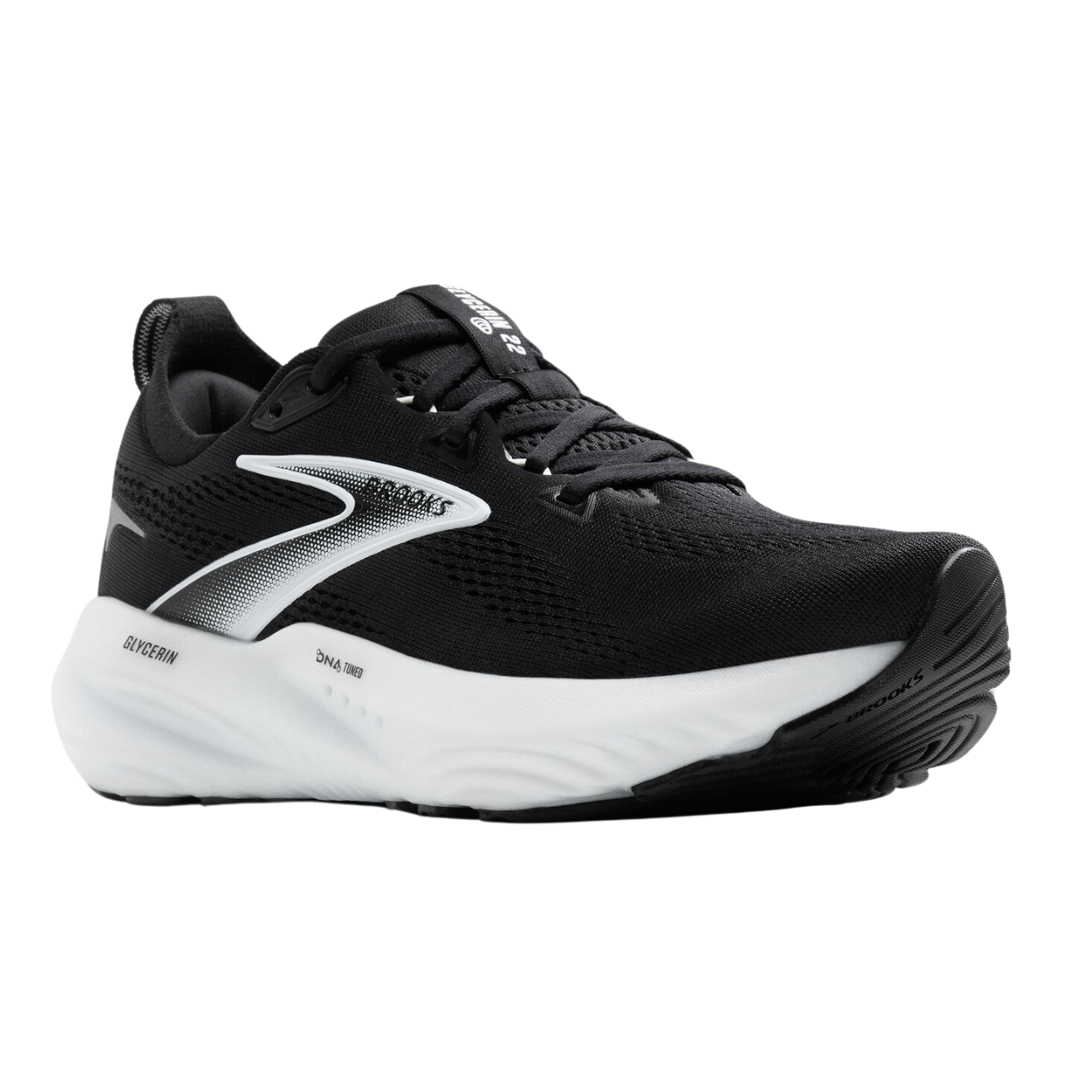 BROOKS Glycerin 22 Mens FOOTWEAR - Mens Neutral Cushioned BLACK/GREY/WHITE