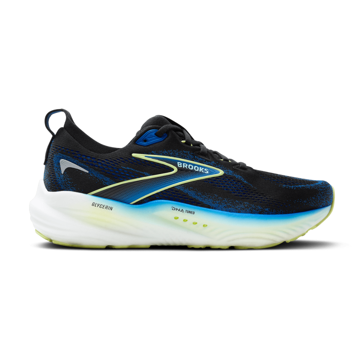 BROOKS Glycerin 22 Mens FOOTWEAR - Mens Neutral Cushioned BLACK/COBALT/NEO YELLOW