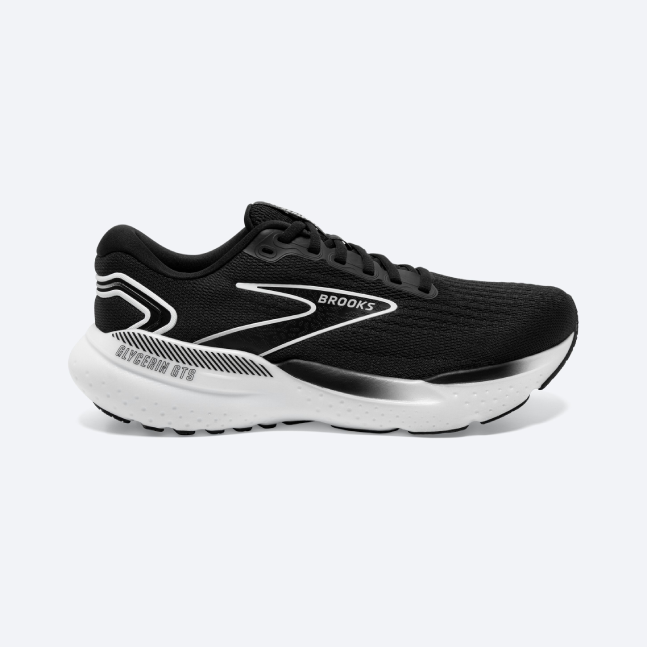 BROOKS Glycerin GTS 21 2E Wide Mens FOOTWEAR - Mens Stability Cushioned BLACK/GREY/WHITE