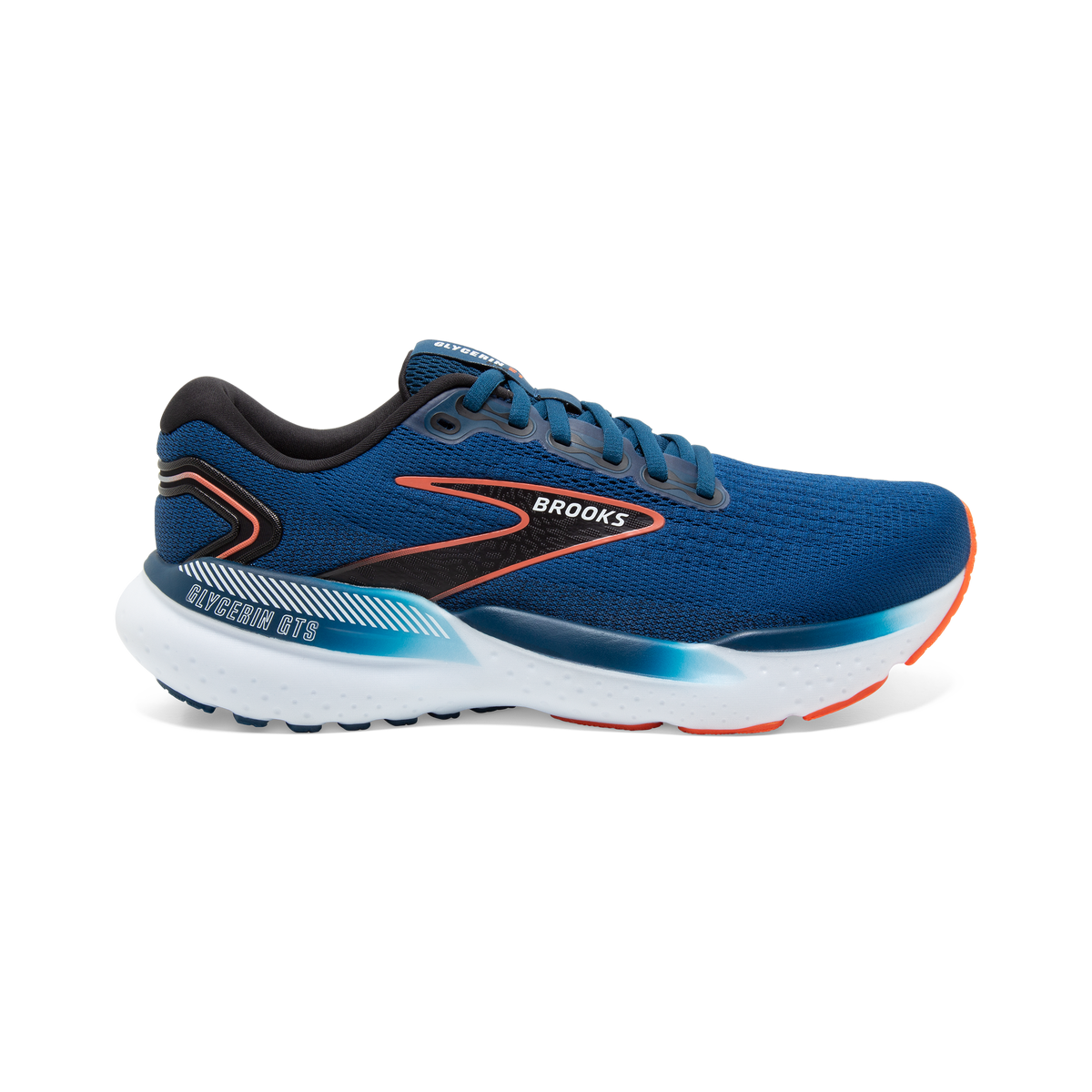 BROOKS Glycerin GTS 21 Mens FOOTWEAR - Mens Stability Cushioned BLUE OPAL/BLACK/NASTURTIUM