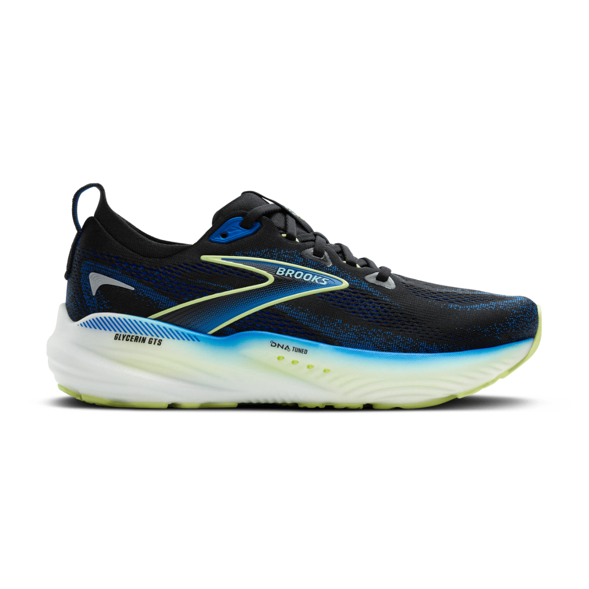 Brooks Glycerin GTS 22 Mens FOOTWEAR - Mens Stability Cushioned BLACK/COBALT/NEO YELLOW