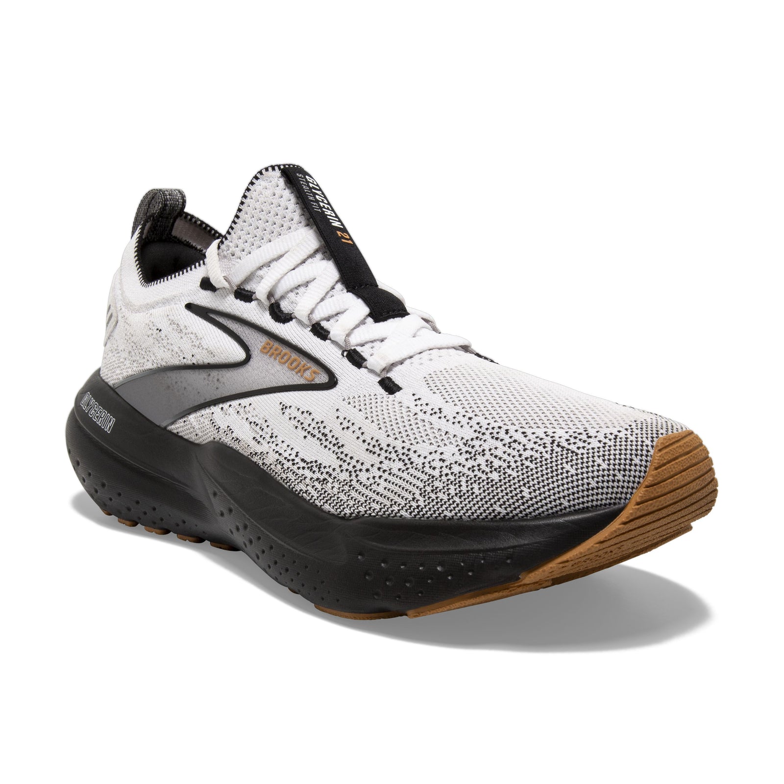 BROOKS Glycerin StealthFit 21 Mens FOOTWEAR - Mens Neutral Cushioned WHITE/GREY/BLACK