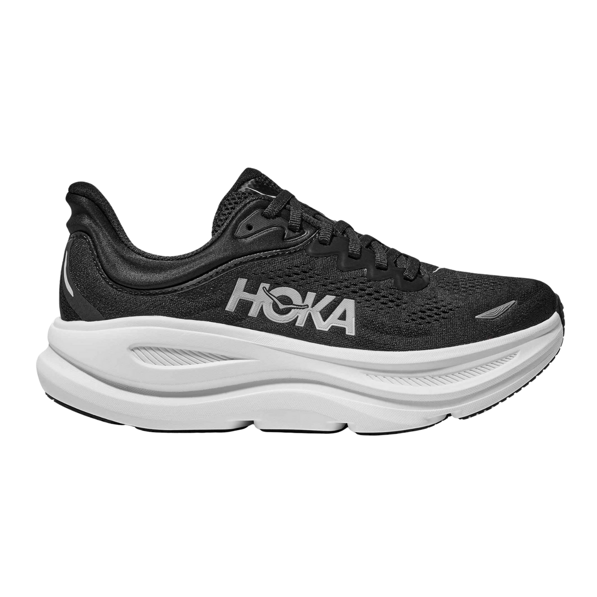 HOKA Bondi 9 Mens Wide FOOTWEAR - Mens Neutral Cushioned BLACK/WHITE