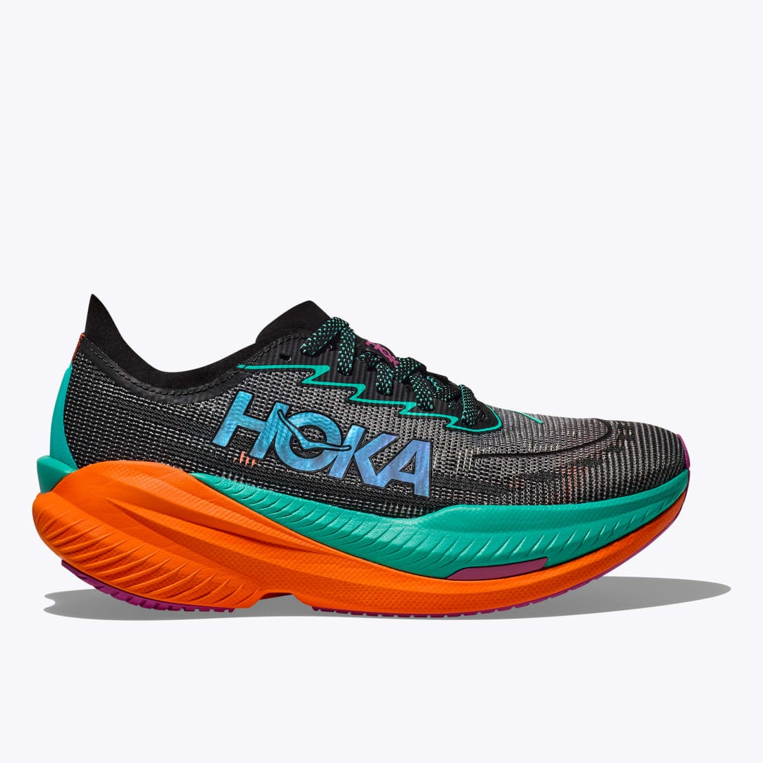 HOKA Mach X2 Womens FOOTWEAR - Womens Lightweight BLACK / ELECTRIC AQUA