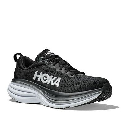 HOKA Bondi 8 Wide Mens FOOTWEAR - Mens Neutral Cushioned BLACK/WHITE