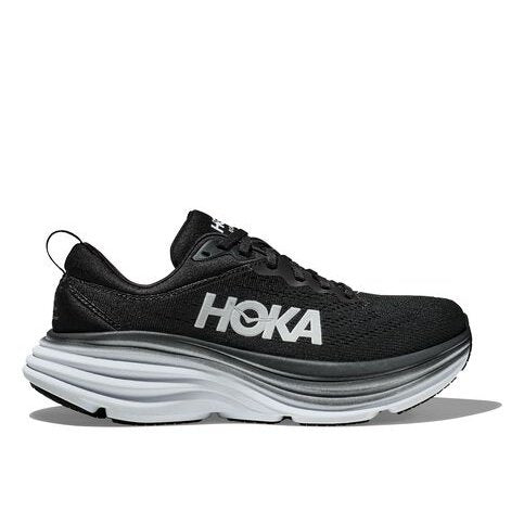 HOKA Bondi 8 Wide Mens FOOTWEAR - Mens Neutral Cushioned BLACK/WHITE